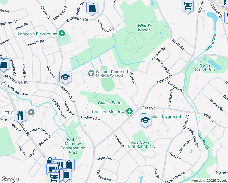 map of restaurants, bars, coffee shops, grocery stores, and more near 6 Sedge Road in Lexington