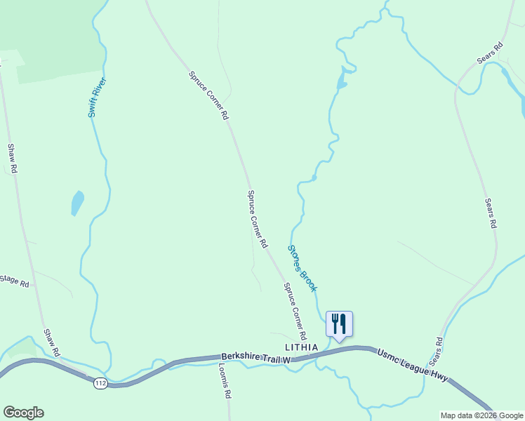 map of restaurants, bars, coffee shops, grocery stores, and more near 86 Spruce Corner Road in Goshen