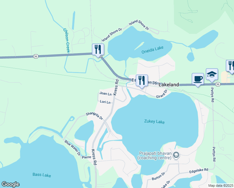 map of restaurants, bars, coffee shops, grocery stores, and more near 9557 Crestline Drive in Pinckney