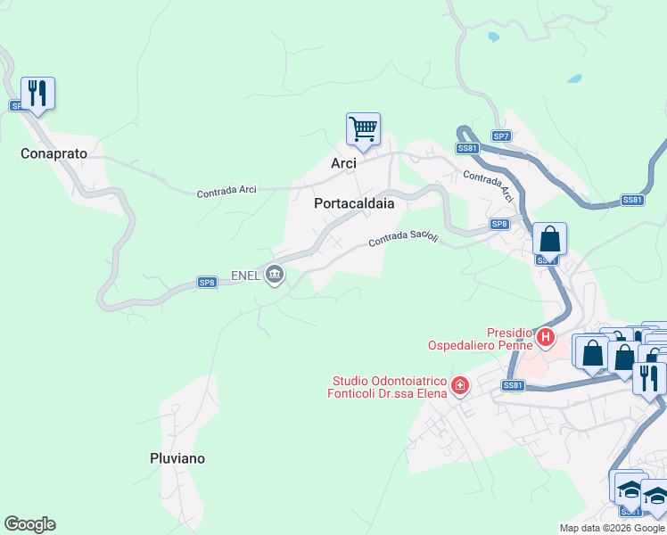 map of restaurants, bars, coffee shops, grocery stores, and more near 15 Contrada Sacioli in Provincia di Pescara