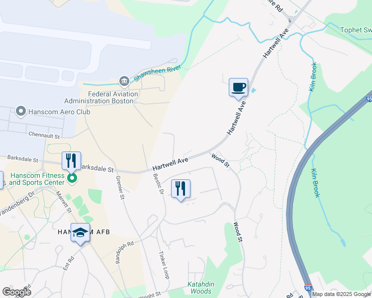 map of restaurants, bars, coffee shops, grocery stores, and more near 131 Hartwell Avenue in Lexington