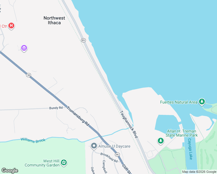 map of restaurants, bars, coffee shops, grocery stores, and more near 835 Taughannock Boulevard in Ithaca