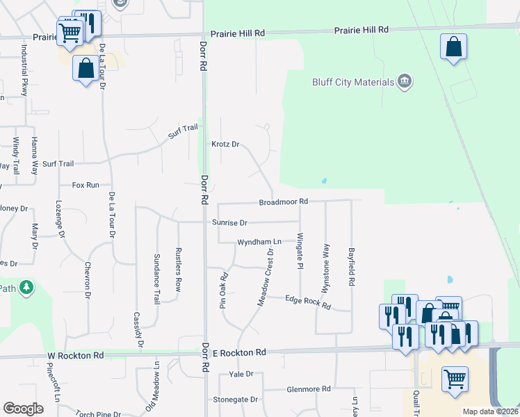 map of restaurants, bars, coffee shops, grocery stores, and more near 1996 Sunrise Drive in Rockton
