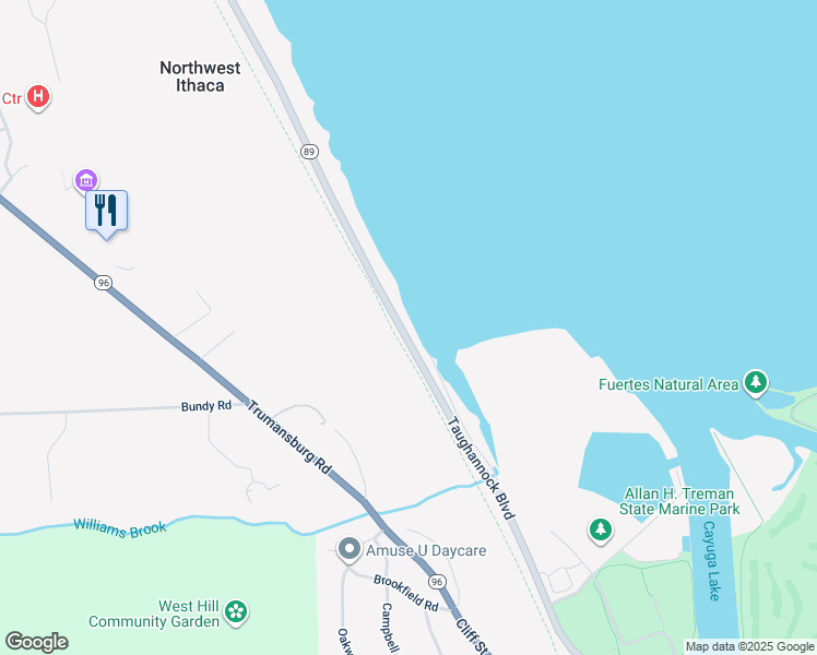 map of restaurants, bars, coffee shops, grocery stores, and more near 837 Taughannock Boulevard in Ithaca