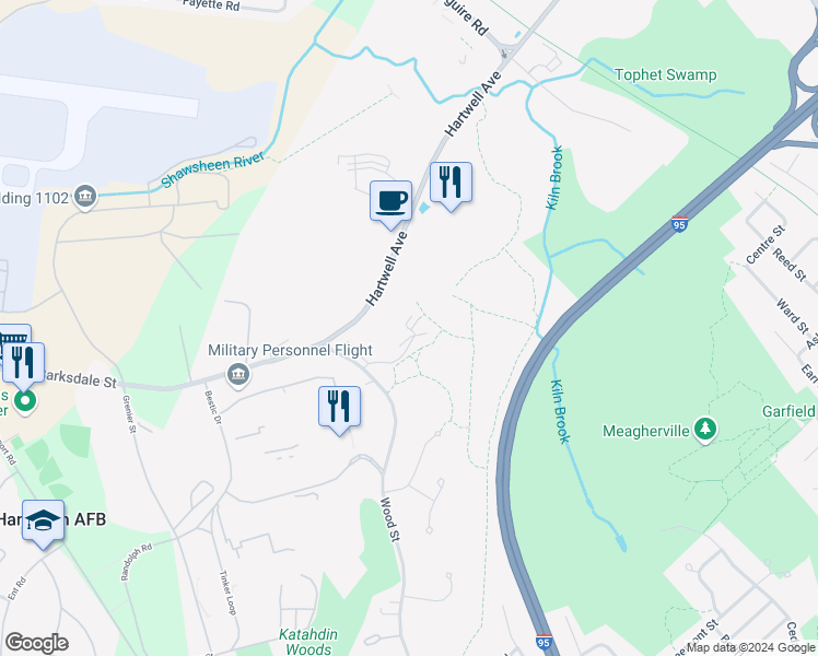 map of restaurants, bars, coffee shops, grocery stores, and more near 511 Katahdin Drive in Lexington