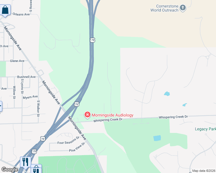 map of restaurants, bars, coffee shops, grocery stores, and more near 2529 Castles Gate Drive in Sioux City