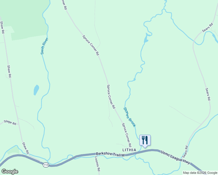 map of restaurants, bars, coffee shops, grocery stores, and more near 86 Spruce Corner Road in Goshen