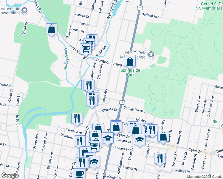 map of restaurants, bars, coffee shops, grocery stores, and more near 13 Montgomery Avenue Extension in Pittsfield