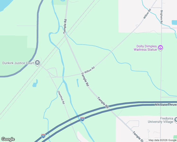 map of restaurants, bars, coffee shops, grocery stores, and more near 4538-4620 County Road 98W in Dunkirk