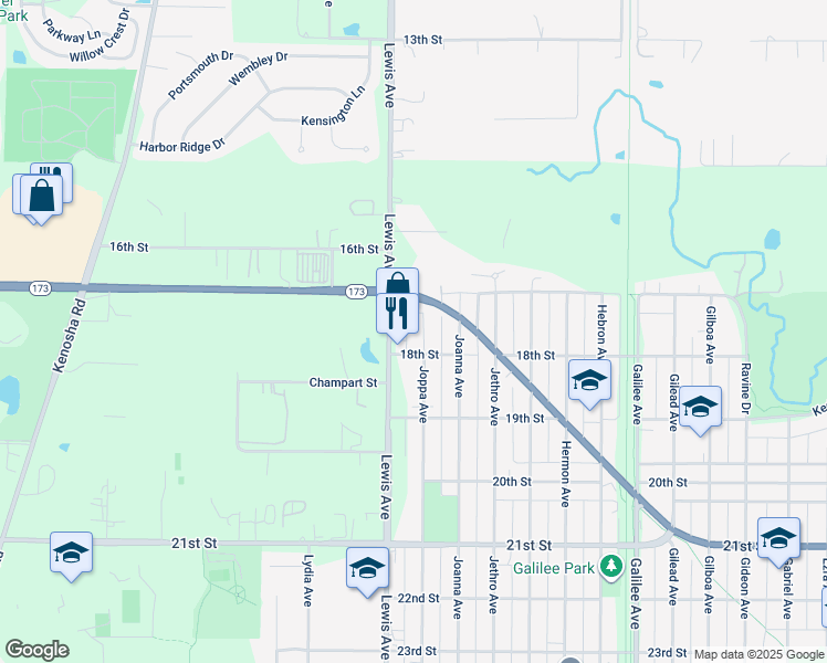 map of restaurants, bars, coffee shops, grocery stores, and more near 1712 Joppa Avenue in Zion