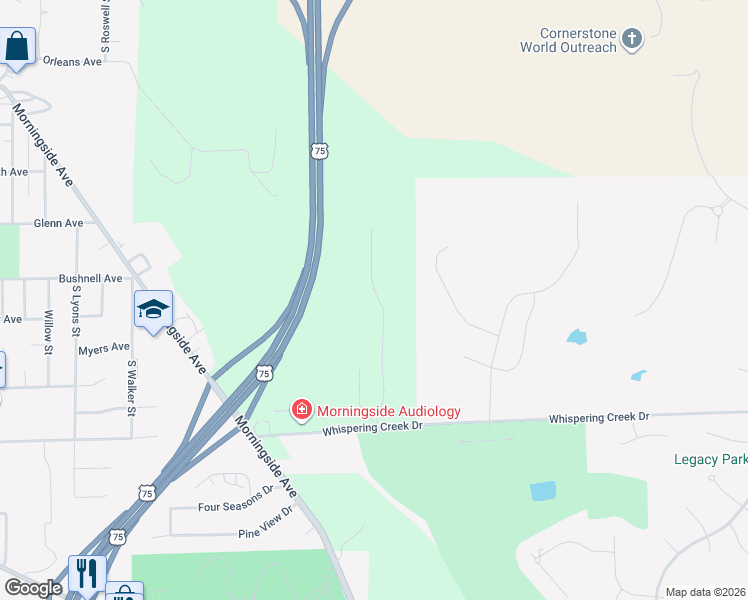 map of restaurants, bars, coffee shops, grocery stores, and more near 2529 Castles Gate Drive in Sioux City