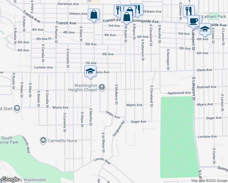 map of restaurants, bars, coffee shops, grocery stores, and more near 3900-3998 Bushnell Avenue in Sioux City