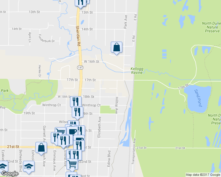 map of restaurants, bars, coffee shops, grocery stores, and more near 8686 West Logan Court in Zion