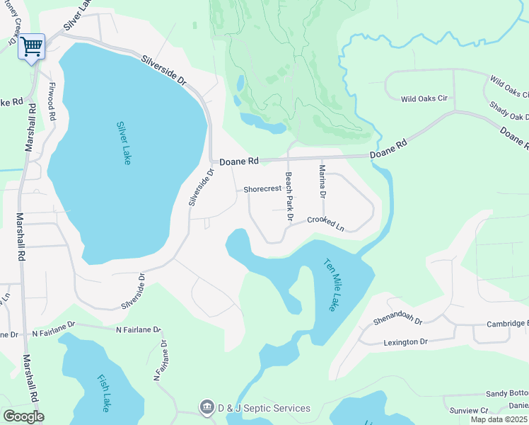 map of restaurants, bars, coffee shops, grocery stores, and more near 9588 Lakeshore Court in South Lyon