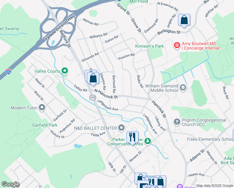 map of restaurants, bars, coffee shops, grocery stores, and more near 2 Ballard Terrace in Lexington