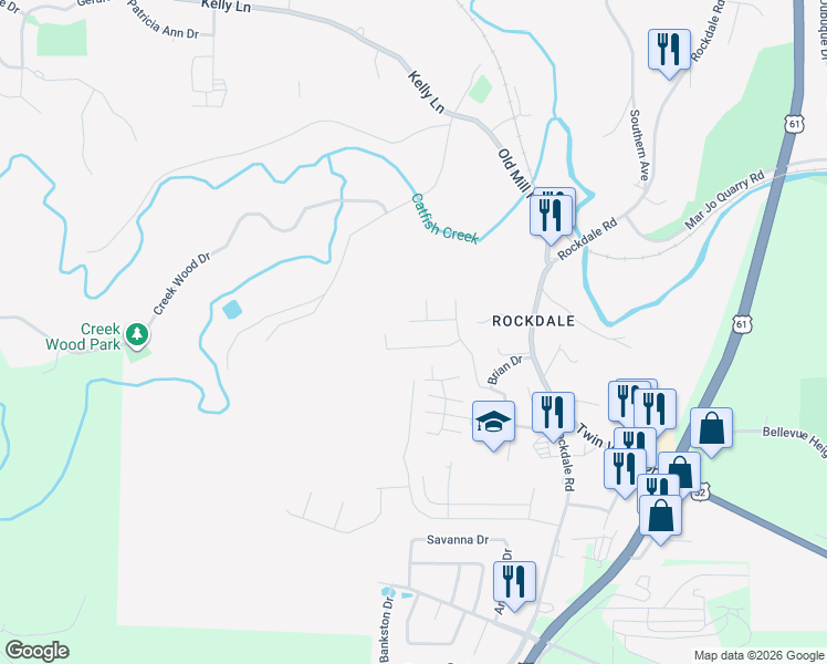 map of restaurants, bars, coffee shops, grocery stores, and more near 1658 Bianca Drive in Dubuque