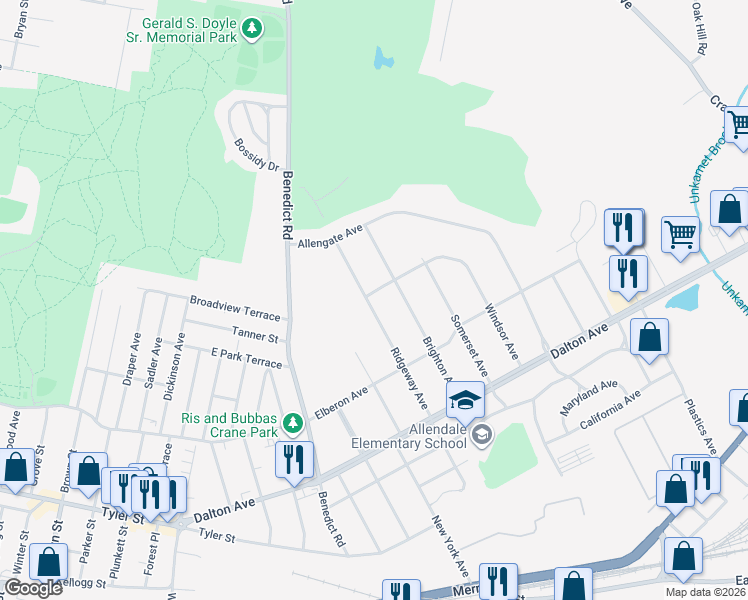 map of restaurants, bars, coffee shops, grocery stores, and more near 118 Ridgeway Avenue in Pittsfield