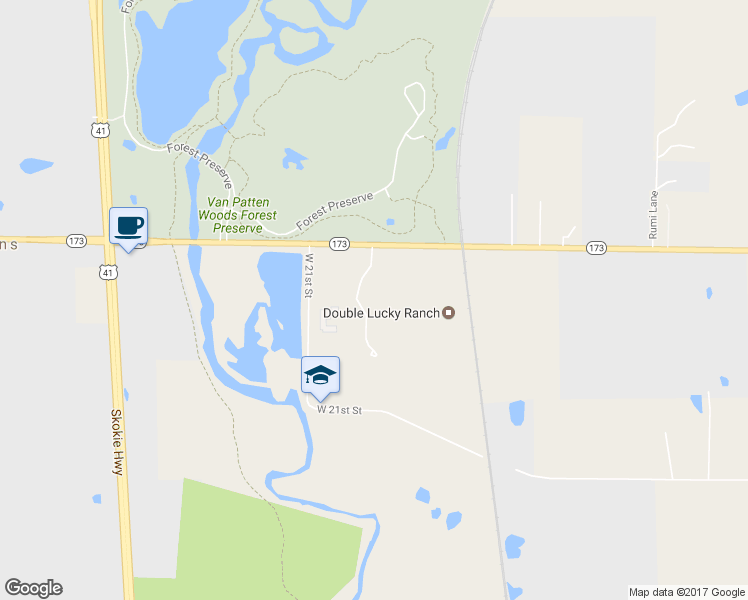 map of restaurants, bars, coffee shops, grocery stores, and more near 41389 North Old Woodford Road in Wadsworth