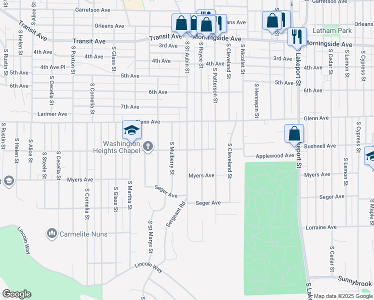 map of restaurants, bars, coffee shops, grocery stores, and more near 3998 Bushnell Avenue in Sioux City