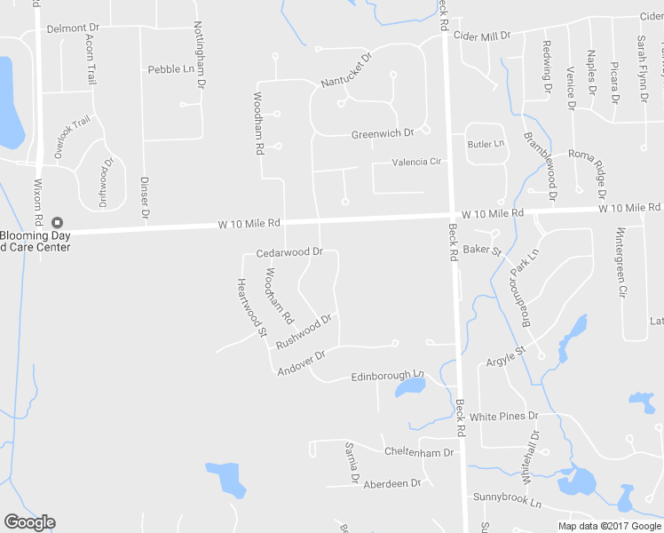 map of restaurants, bars, coffee shops, grocery stores, and more near 23939 Forest Park Drive in Novi