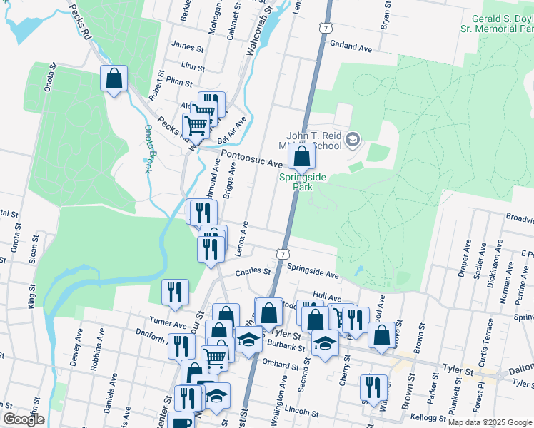 map of restaurants, bars, coffee shops, grocery stores, and more near 13 Montgomery Avenue Extension in Pittsfield