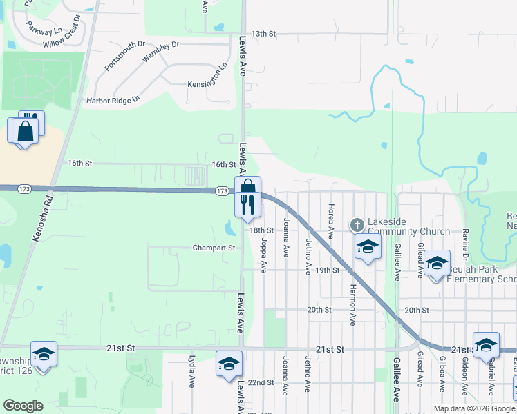 map of restaurants, bars, coffee shops, grocery stores, and more near 1708 Joppa Avenue in Zion
