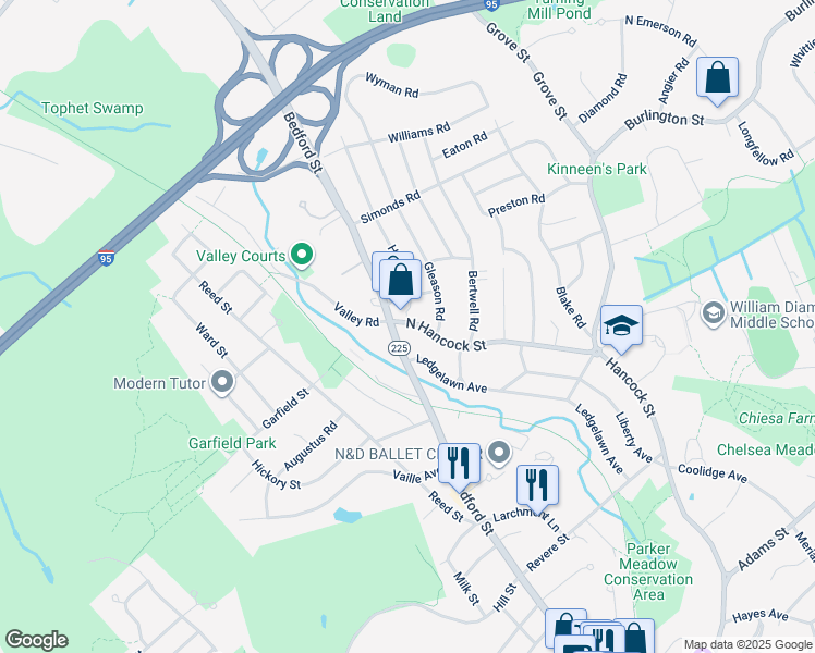 map of restaurants, bars, coffee shops, grocery stores, and more near 11 North Hancock Street in Lexington