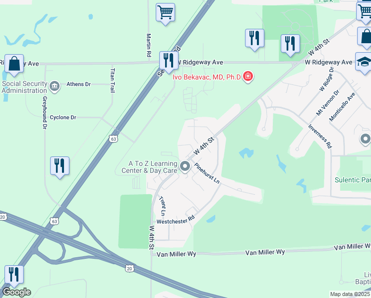 map of restaurants, bars, coffee shops, grocery stores, and more near 3738 Quail Place in Waterloo
