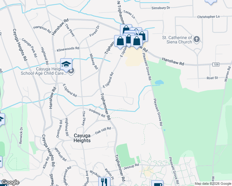 map of restaurants, bars, coffee shops, grocery stores, and more near 112 Sheldon Road in Ithaca