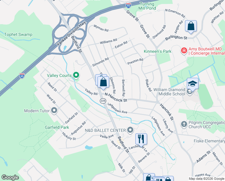 map of restaurants, bars, coffee shops, grocery stores, and more near 23 North Hancock Street in Lexington