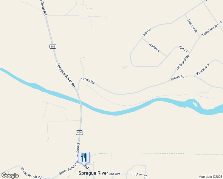 map of restaurants, bars, coffee shops, grocery stores, and more near in Sprague River