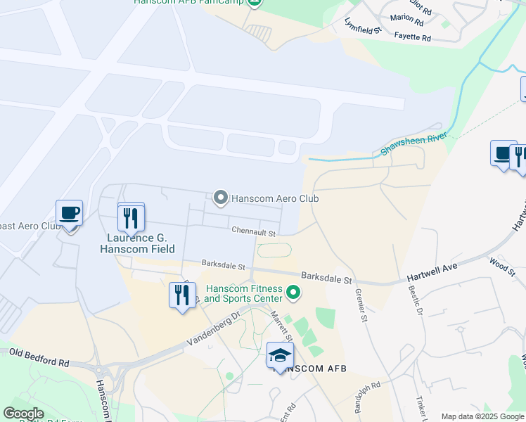 map of restaurants, bars, coffee shops, grocery stores, and more near in Bedford