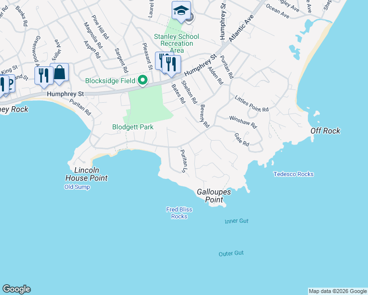 map of restaurants, bars, coffee shops, grocery stores, and more near 356 Puritan Road in Swampscott