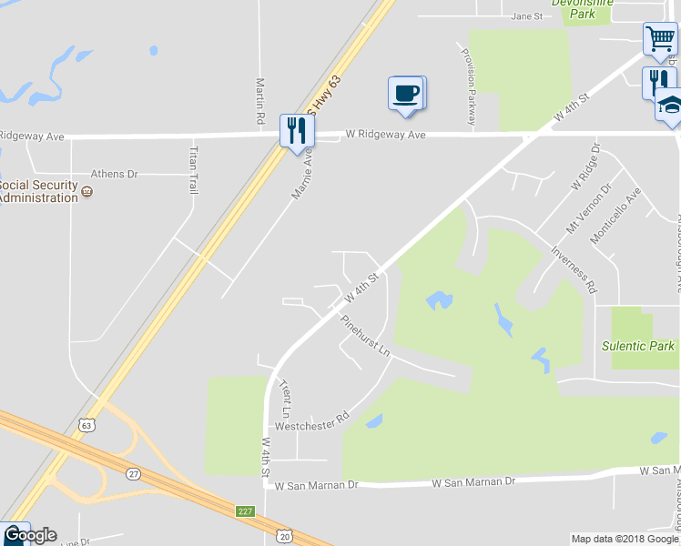 map of restaurants, bars, coffee shops, grocery stores, and more near 3431 Georgetown Drive in Waterloo