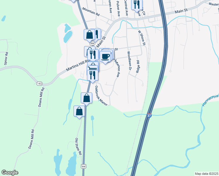 map of restaurants, bars, coffee shops, grocery stores, and more near 2508 Us Route 9w in Ravena