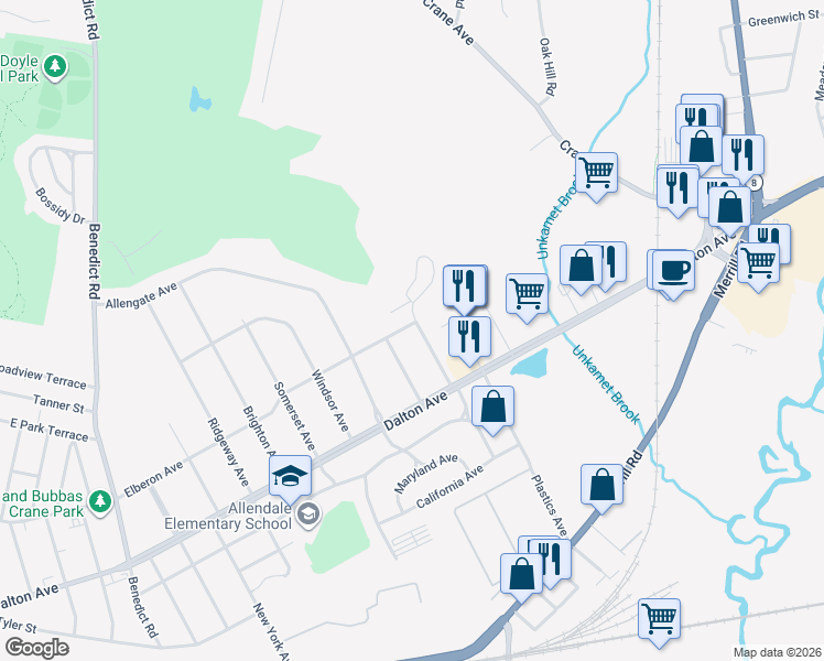 map of restaurants, bars, coffee shops, grocery stores, and more near 53 Yorkshire Avenue in Pittsfield