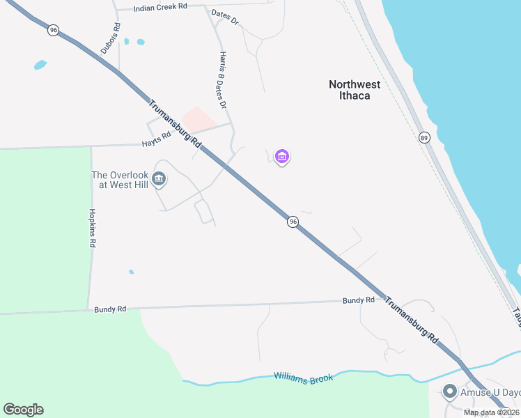 map of restaurants, bars, coffee shops, grocery stores, and more near 1250 Trumansburg Road in Ithaca