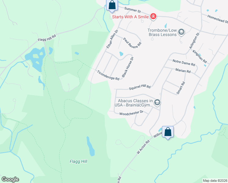 map of restaurants, bars, coffee shops, grocery stores, and more near 37 Squirrel Hill Road in Acton