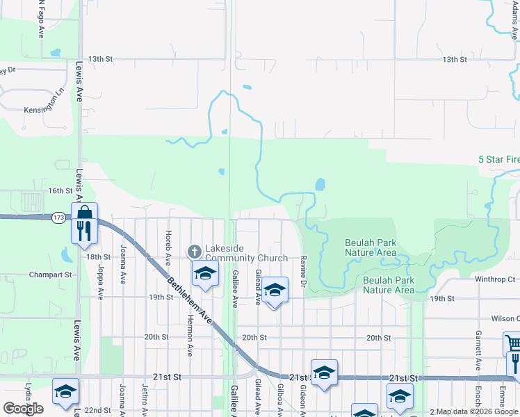 map of restaurants, bars, coffee shops, grocery stores, and more near 2206 Ravine Drive in Zion