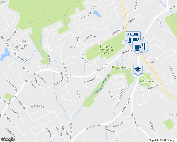 map of restaurants, bars, coffee shops, grocery stores, and more near 1 Lynch Circle in Woburn