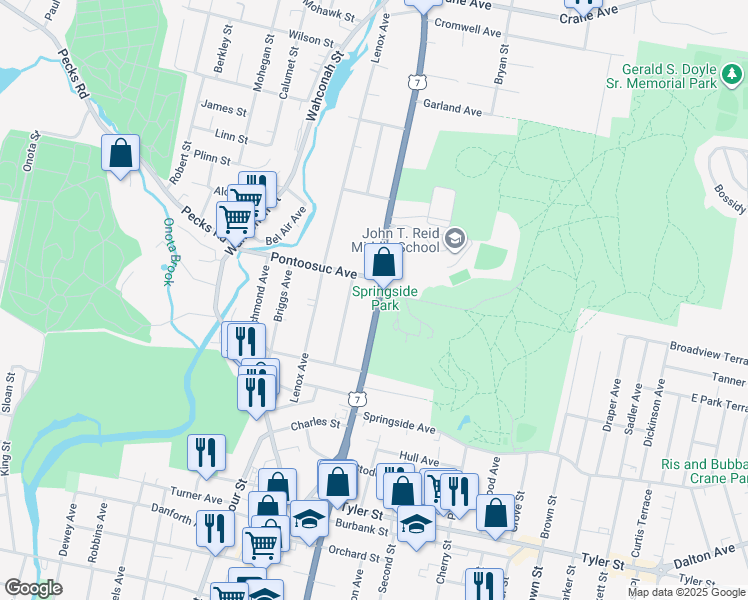 map of restaurants, bars, coffee shops, grocery stores, and more near 905 North Street in Pittsfield