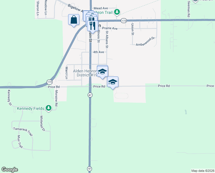 map of restaurants, bars, coffee shops, grocery stores, and more near 11920 Price Road in Hebron