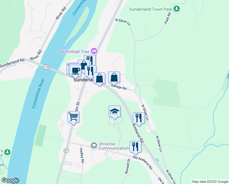 map of restaurants, bars, coffee shops, grocery stores, and more near 54 Amherst Road in Sunderland