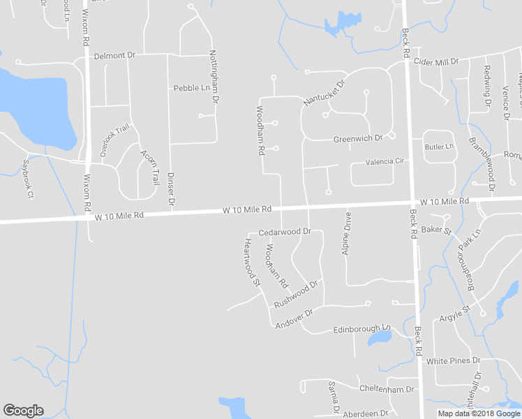 map of restaurants, bars, coffee shops, grocery stores, and more near 48277 West 10 Mile Road in Novi