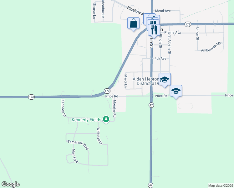 map of restaurants, bars, coffee shops, grocery stores, and more near 12308 Price Road in Hebron