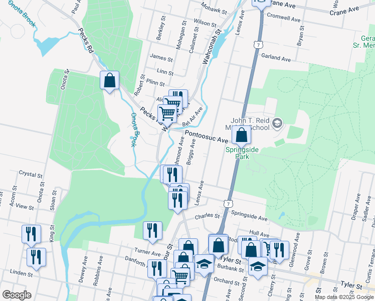 map of restaurants, bars, coffee shops, grocery stores, and more near 56 Richmond Avenue in Pittsfield