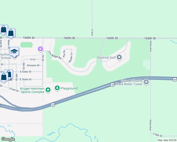 map of restaurants, bars, coffee shops, grocery stores, and more near 781-30529 Fox Ridge Road in Dike
