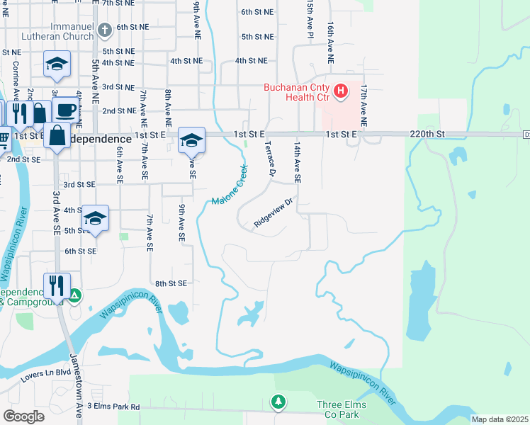 map of restaurants, bars, coffee shops, grocery stores, and more near 401 Ridgeview Dr in Independence