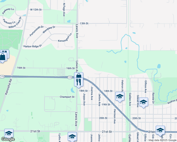 map of restaurants, bars, coffee shops, grocery stores, and more near 2820 Jethro Court in Zion