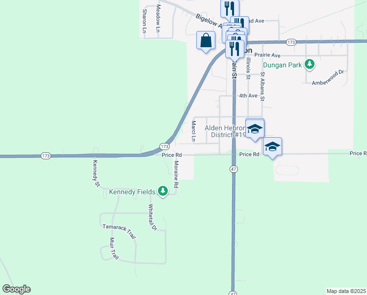 map of restaurants, bars, coffee shops, grocery stores, and more near 12308 Price Road in Hebron